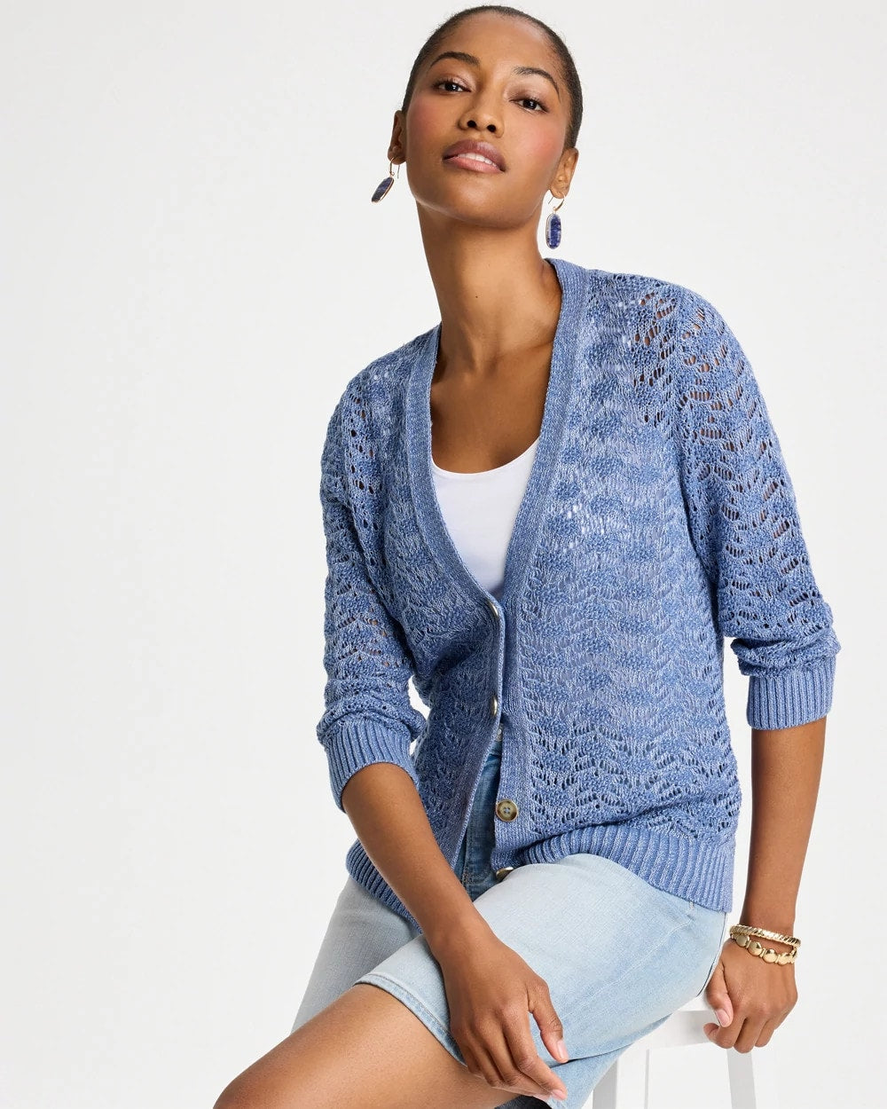 Chico's Quality | Crochet Knit Pointelle Cardigan