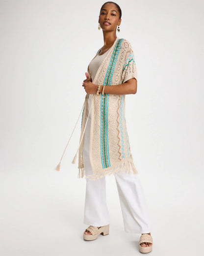Chico's Great Value | Rainbow Crochet Pointelle Vest
