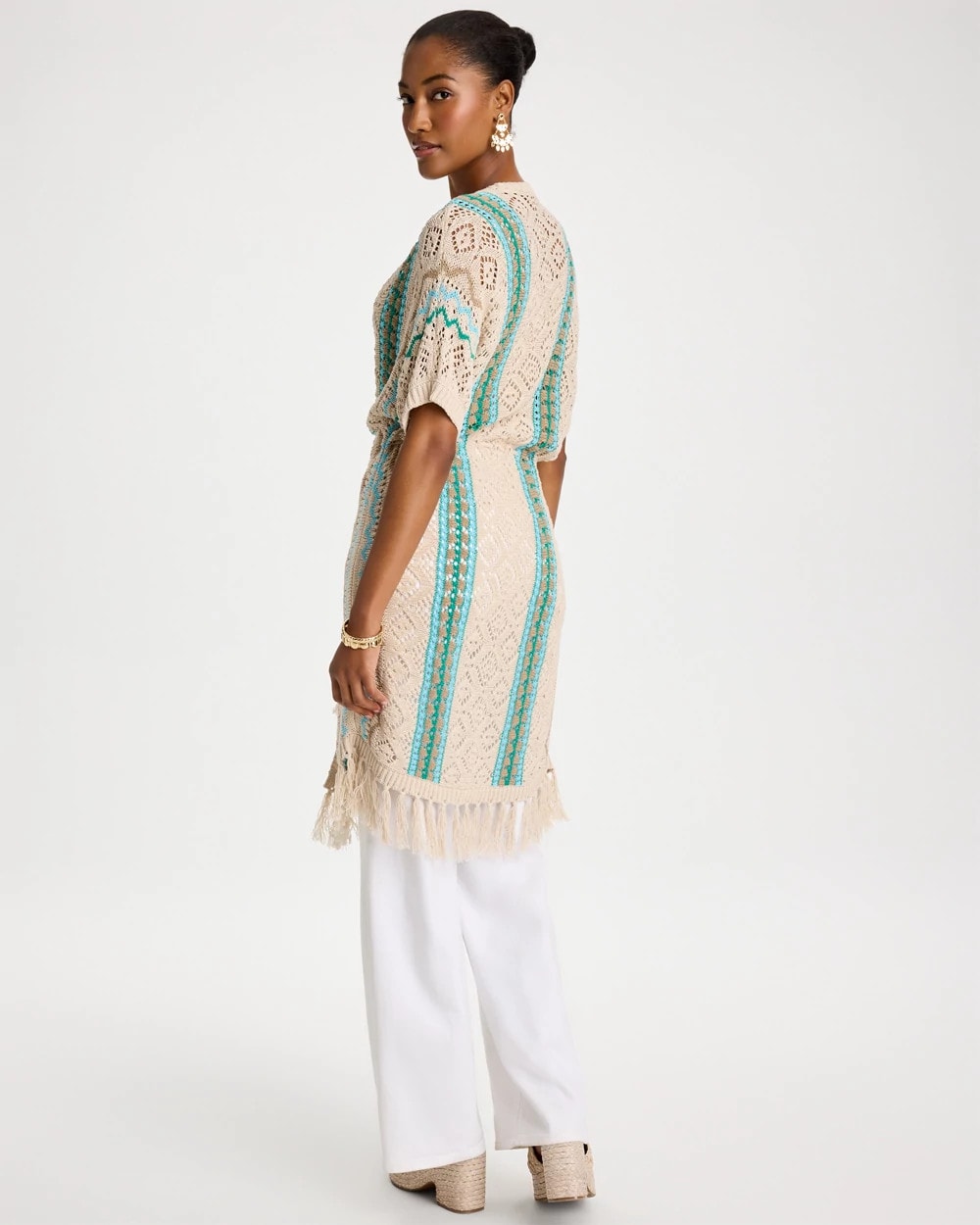 Chico's Great Value | Rainbow Crochet Pointelle Vest