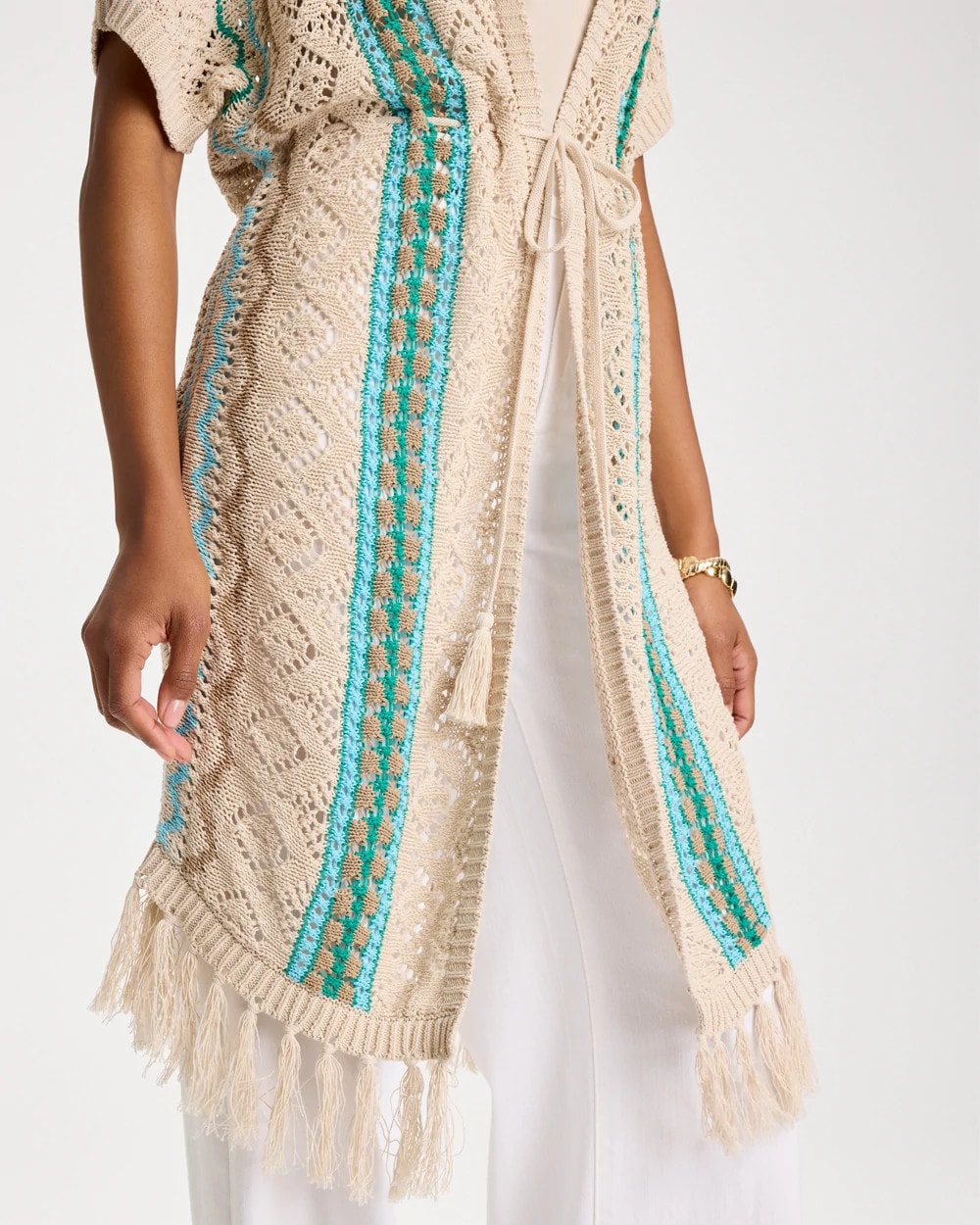 Chico's Great Value | Rainbow Crochet Pointelle Vest
