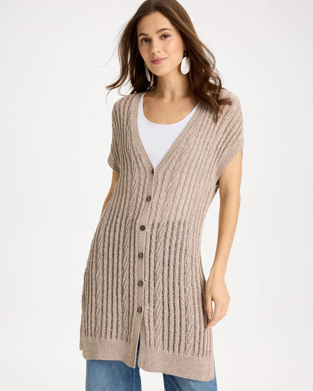 Chico's Value | Faucet V-Neck Long Cardigan Vest
