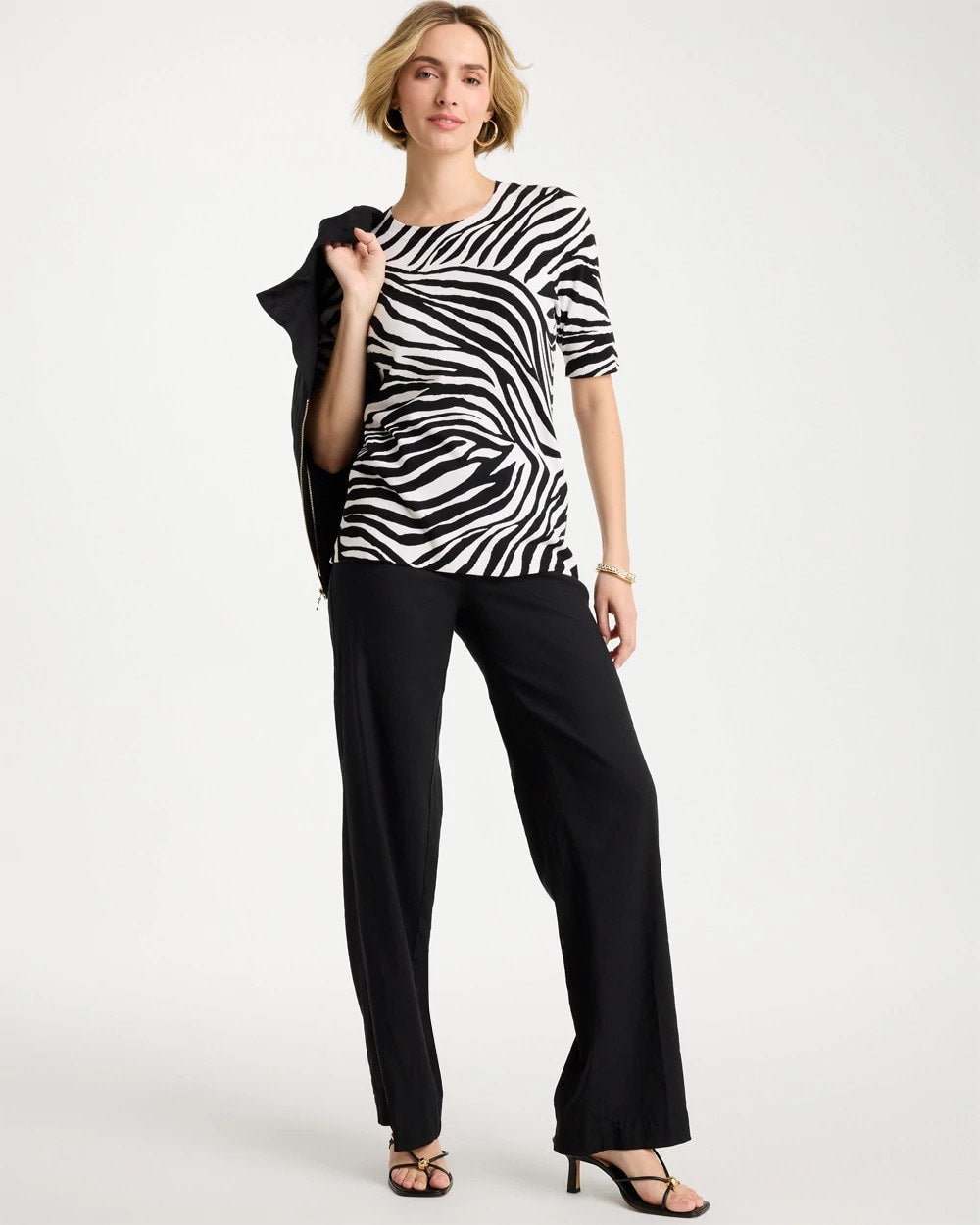 Chico's Hot Sale | Ella Zebra Crewneck Pullover Sweater