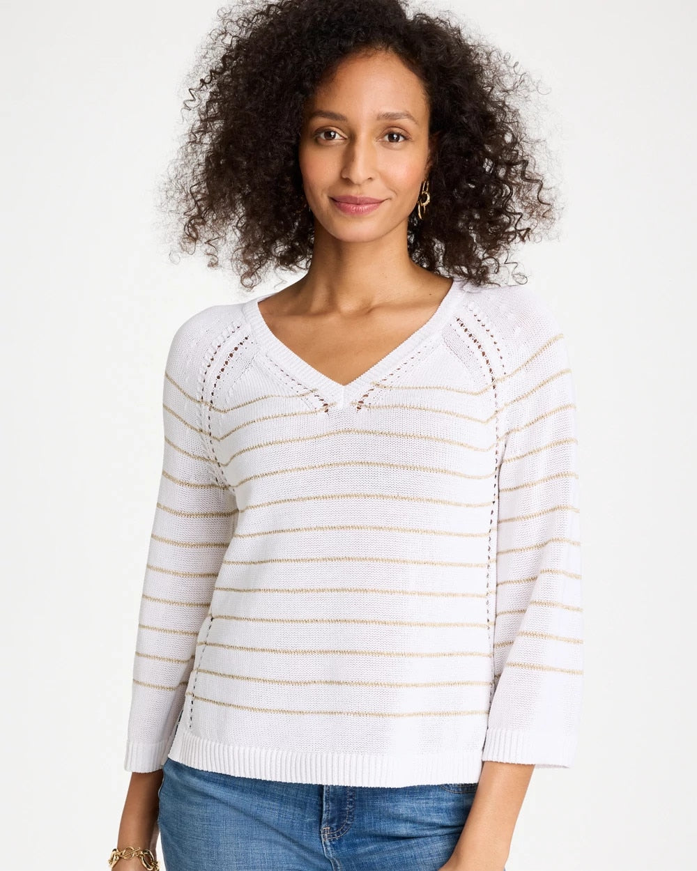 Chico's Latest | Metallic Striped Pullover Sweater