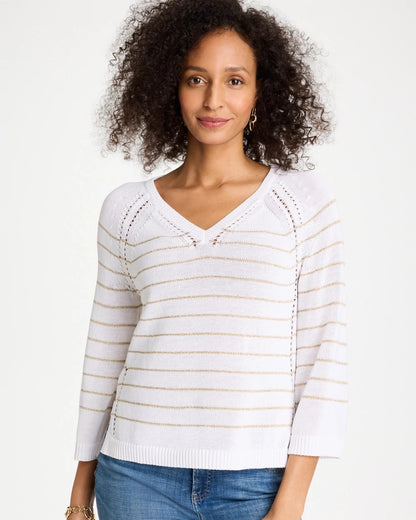 Chico's Latest | Metallic Striped Pullover Sweater