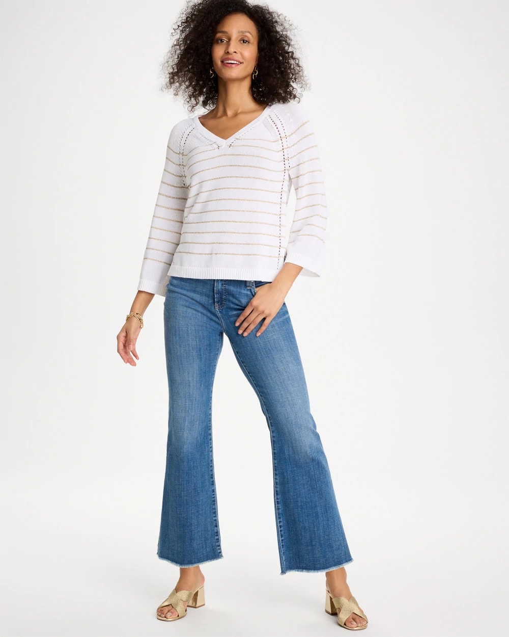 Chico's Latest | Metallic Striped Pullover Sweater