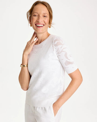 Chico's Latest | Ella Short-Sleeve Pointelle Sweater