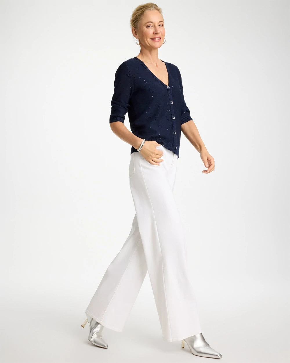 Chico's Recommended | Stitchy Sequin V-Neck Cardigan