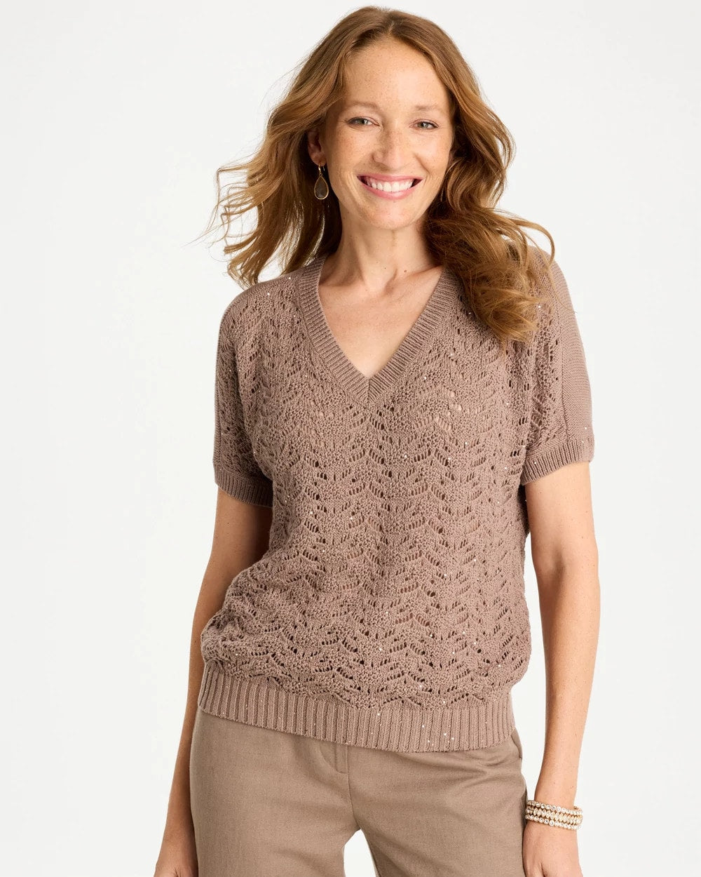 Chico's Top Pick | Sequin Pointelle Pullover