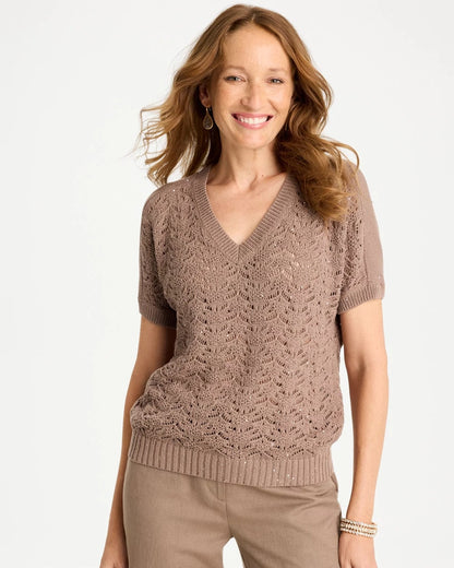 Chico's Top Pick | Sequin Pointelle Pullover
