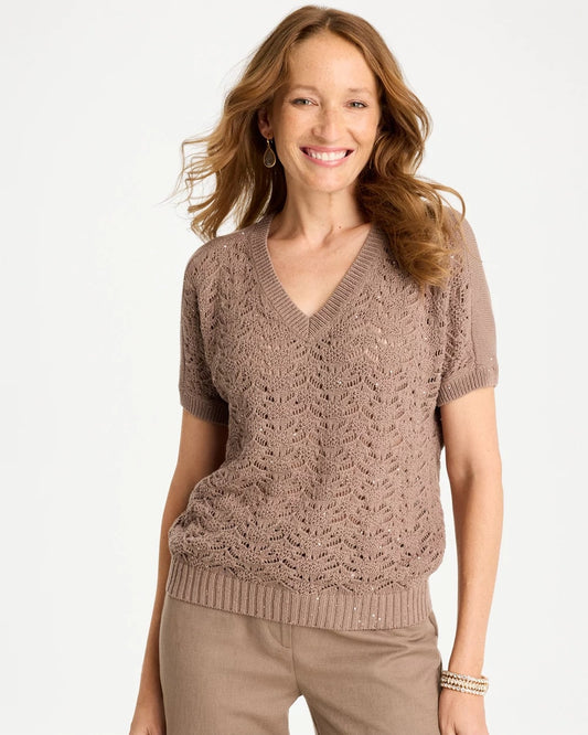 Chico's Top Pick | Sequin Pointelle Pullover