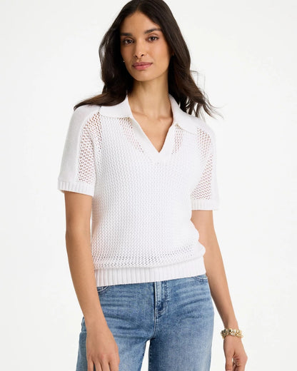 Chico's Classic | Sequin Pointelle Pullover Polo Sweater
