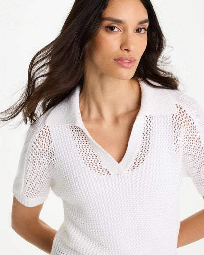 Chico's Classic | Sequin Pointelle Pullover Polo Sweater