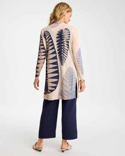Chico's New | Long Leaf Print Summer Romance Cardigan
