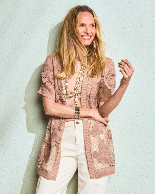 Chico's Trusted | Cotton-Blend Crochet Cocoon Cardigan