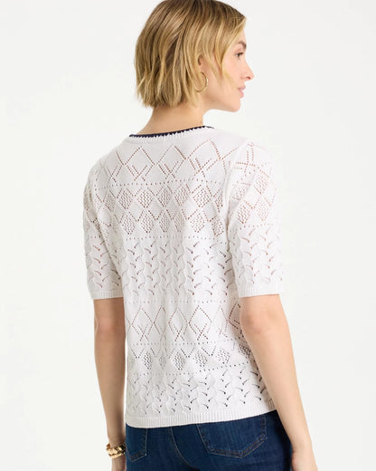 Chico's Signature | Pointelle Blanket-Stitch Pullover Sweater