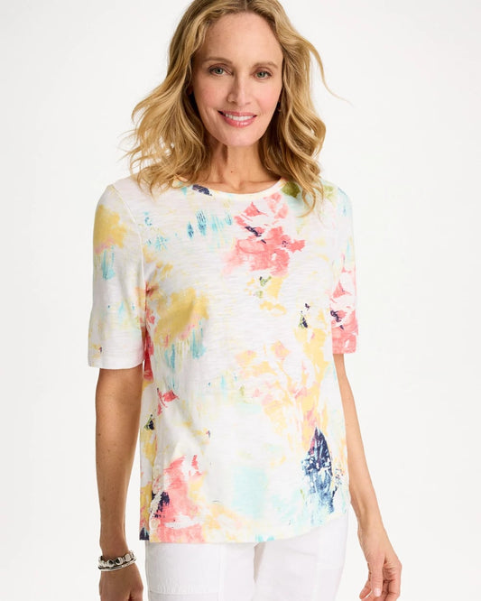 Chico's Hot Sale | Cotton Slub Printed Henley Tee