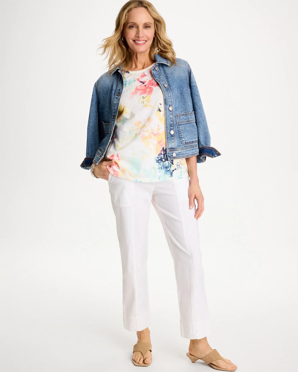 Chico's Hot Sale | Cotton Slub Printed Henley Tee
