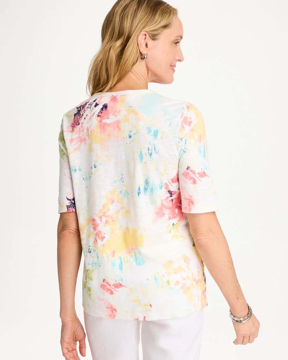 Chico's Hot Sale | Cotton Slub Printed Henley Tee