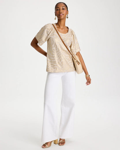 Chico's Top Pick | Cotton Foiled Shirred Tee