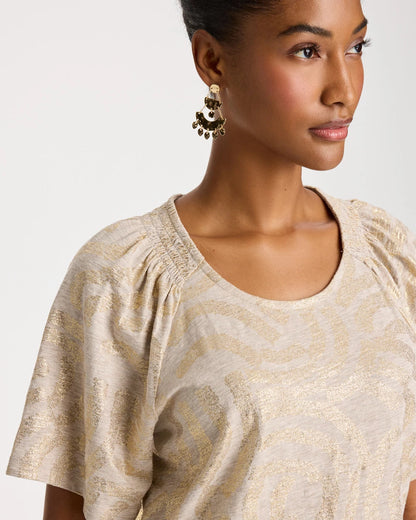 Chico's Top Pick | Cotton Foiled Shirred Tee