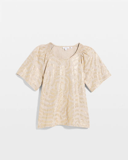 Chico's Top Pick | Cotton Foiled Shirred Tee