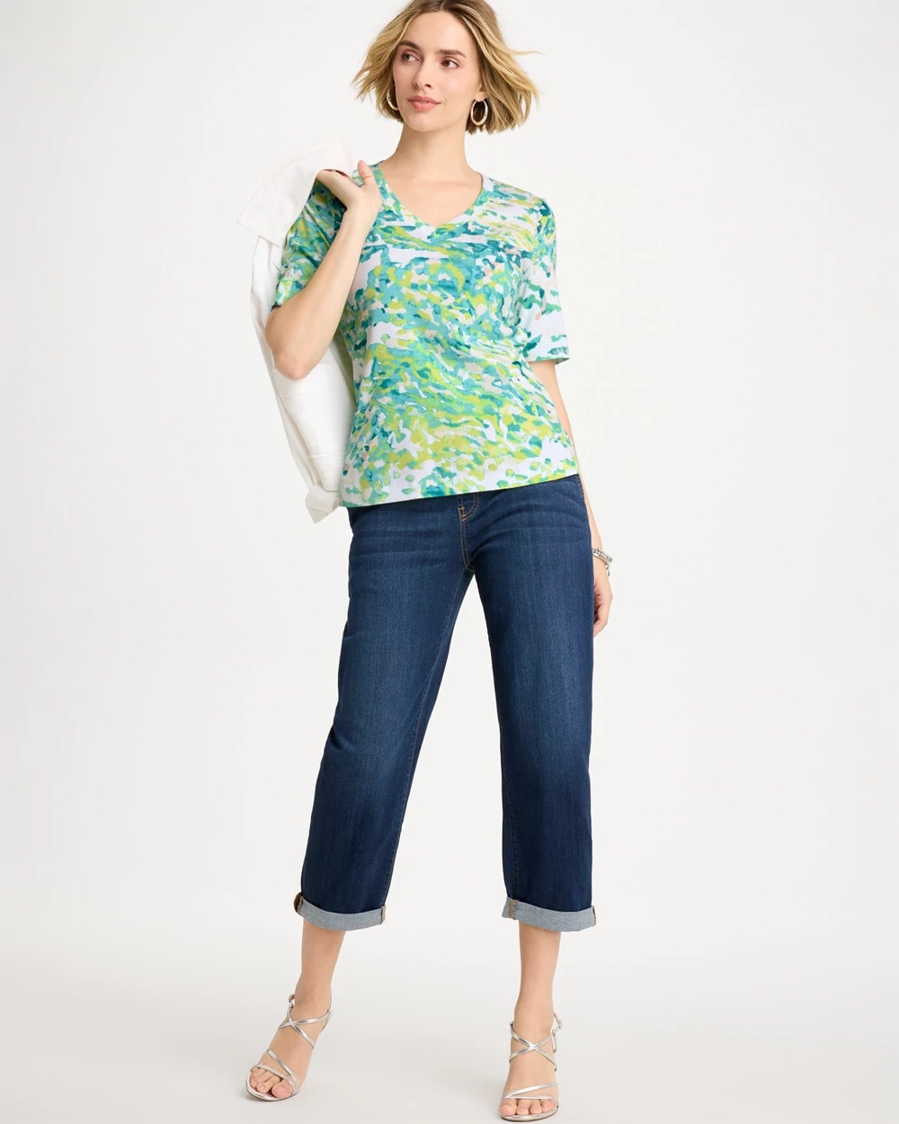 Chico's Value | Pima Printed Elbow Sleeve Tee