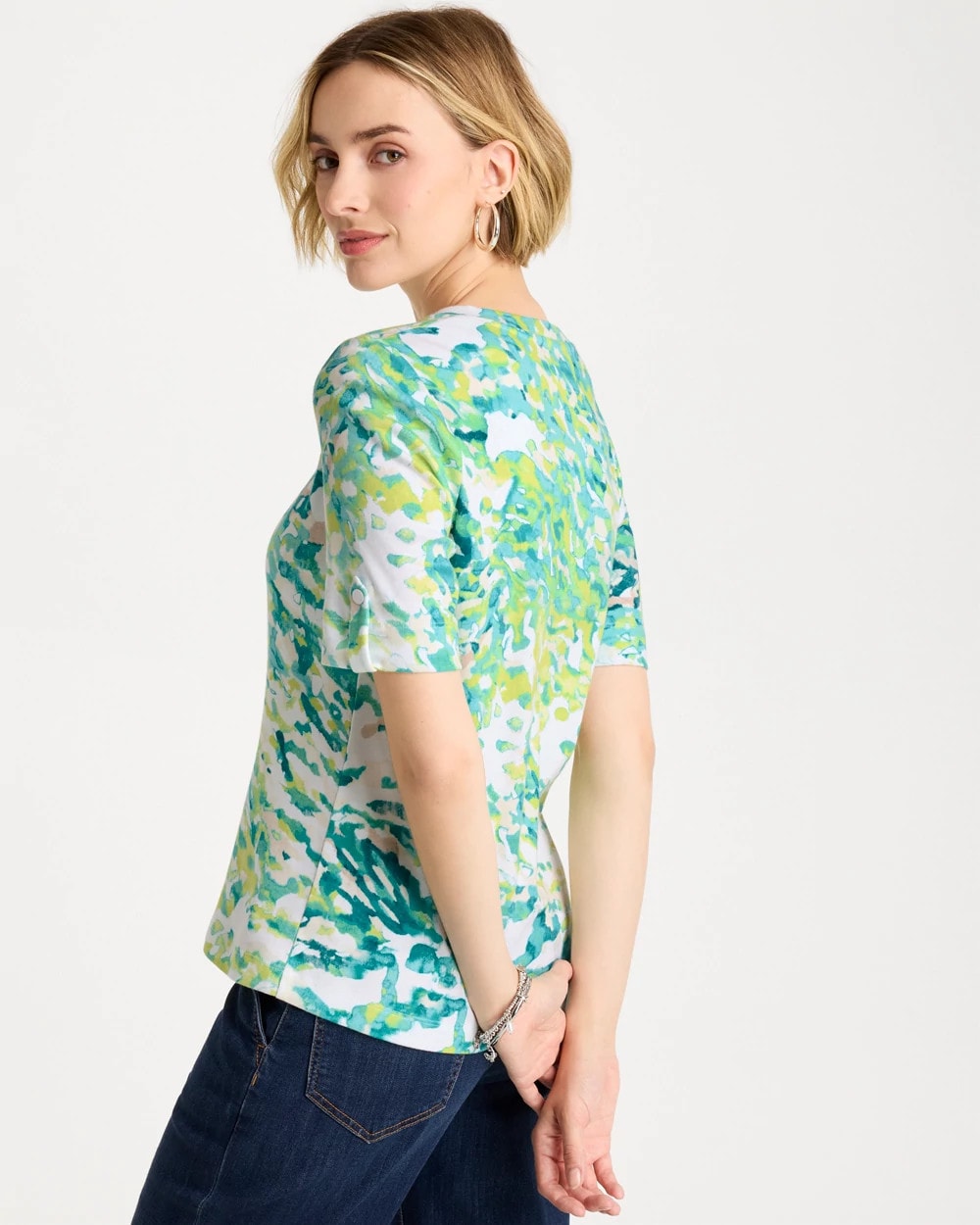 Chico's Value | Pima Printed Elbow Sleeve Tee