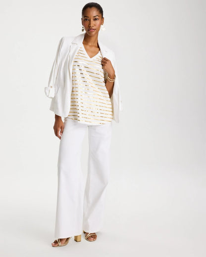 Chico's Hot Sale | Striped Cotton Slub V-Neck Tee