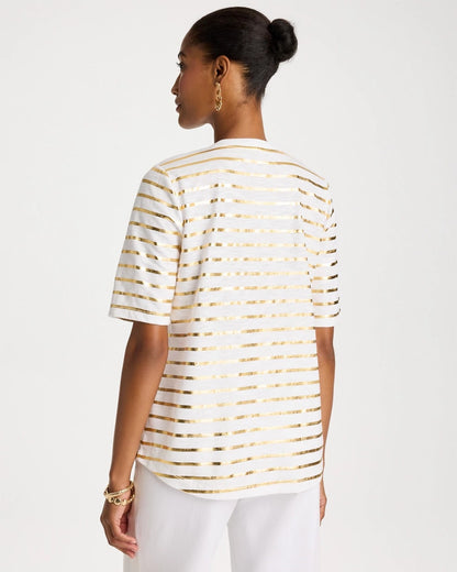 Chico's Hot Sale | Striped Cotton Slub V-Neck Tee