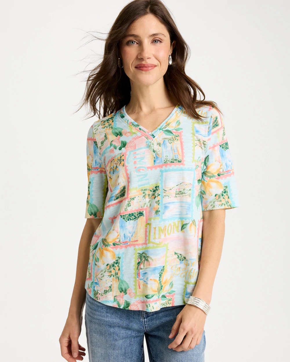 Chico's Premium | Limoni Dolci Cotton Slub V-Neck Tee