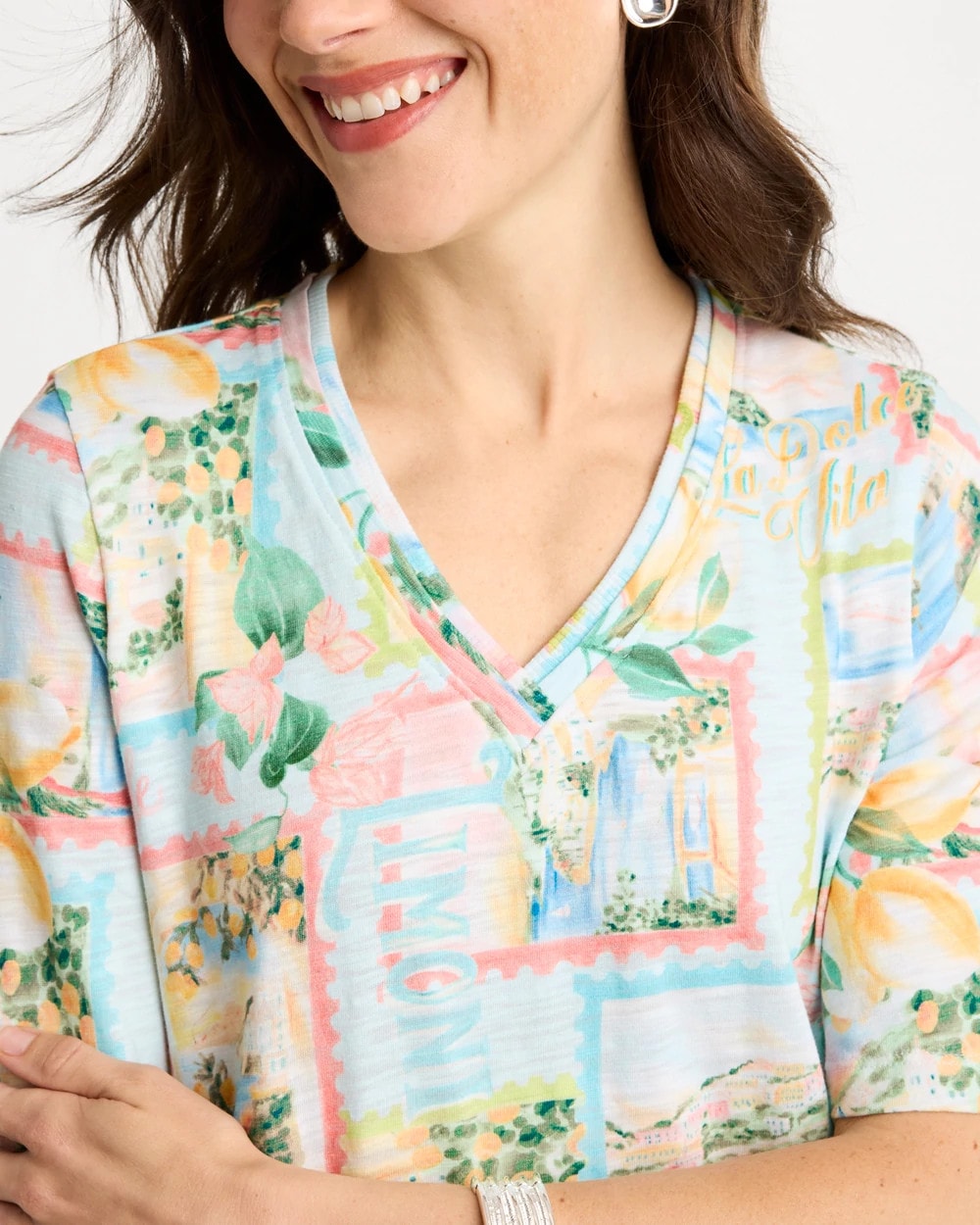 Chico's Premium | Limoni Dolci Cotton Slub V-Neck Tee