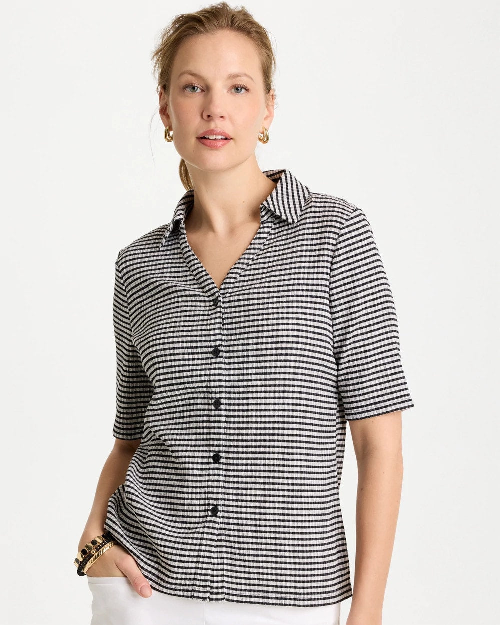 Chico's Trending | Gingham Textured Camp Tee