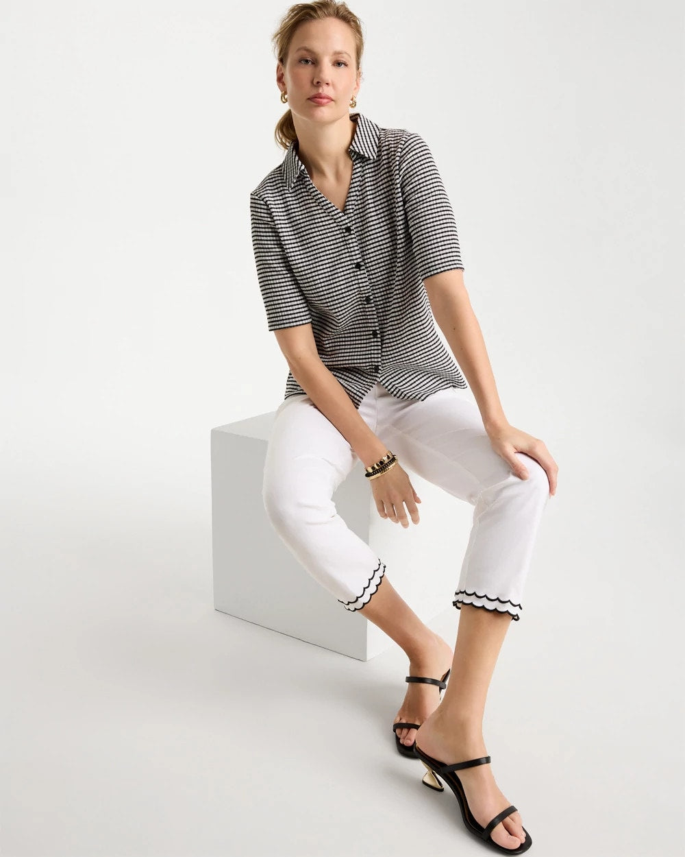 Chico's Trending | Gingham Textured Camp Tee