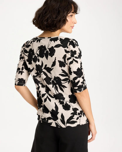 Chico's Everyday | Flora Linen Ruched Sleeve Tee