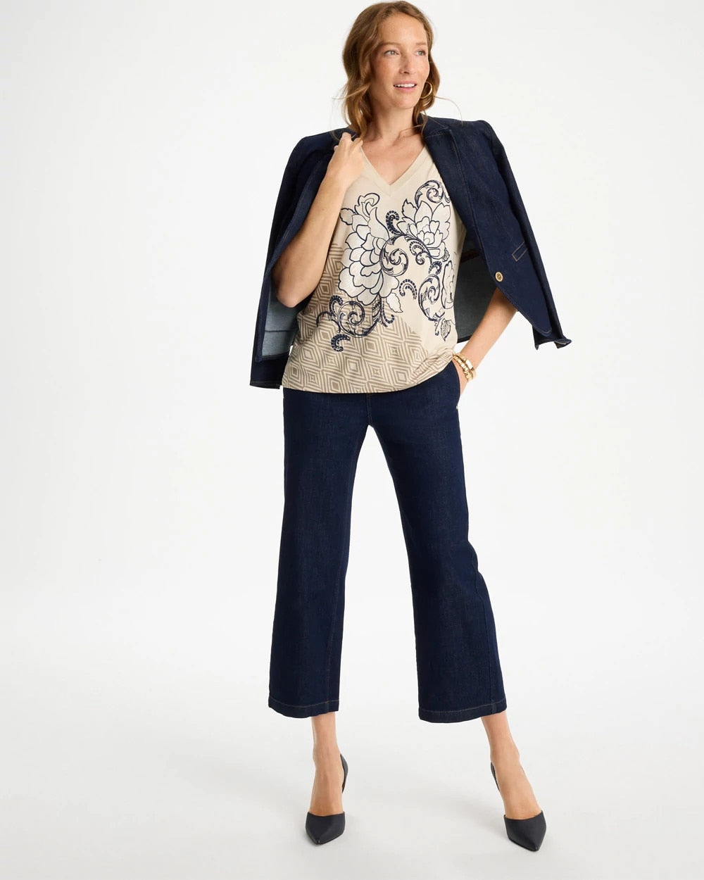 Chico's Signature | Knit Sequin Elbow Tee
