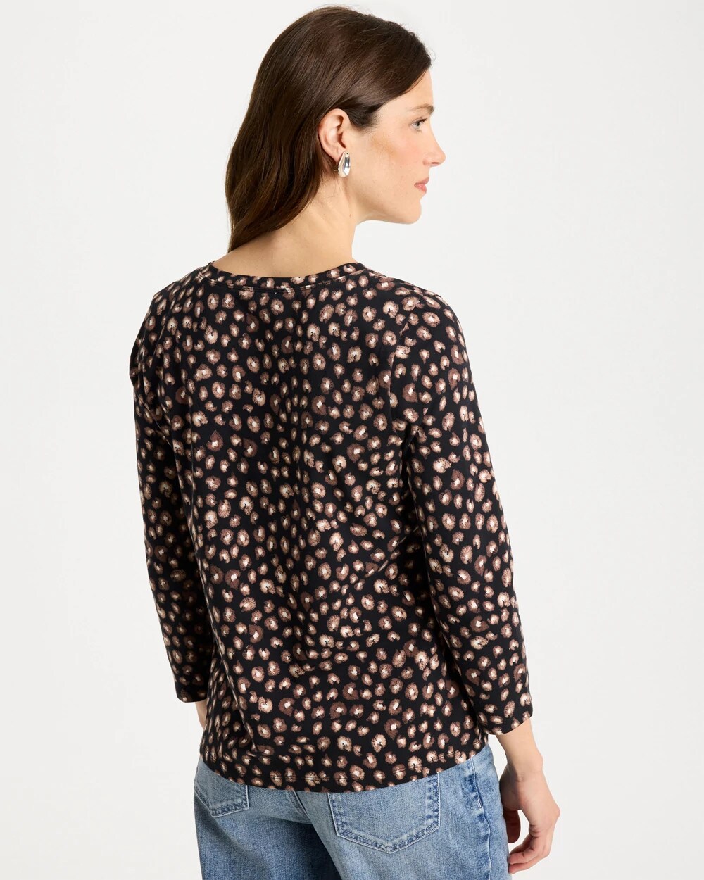 Chico's Top Pick | Cotton Stretch 3/4 Sleeve Polka Dot Tee