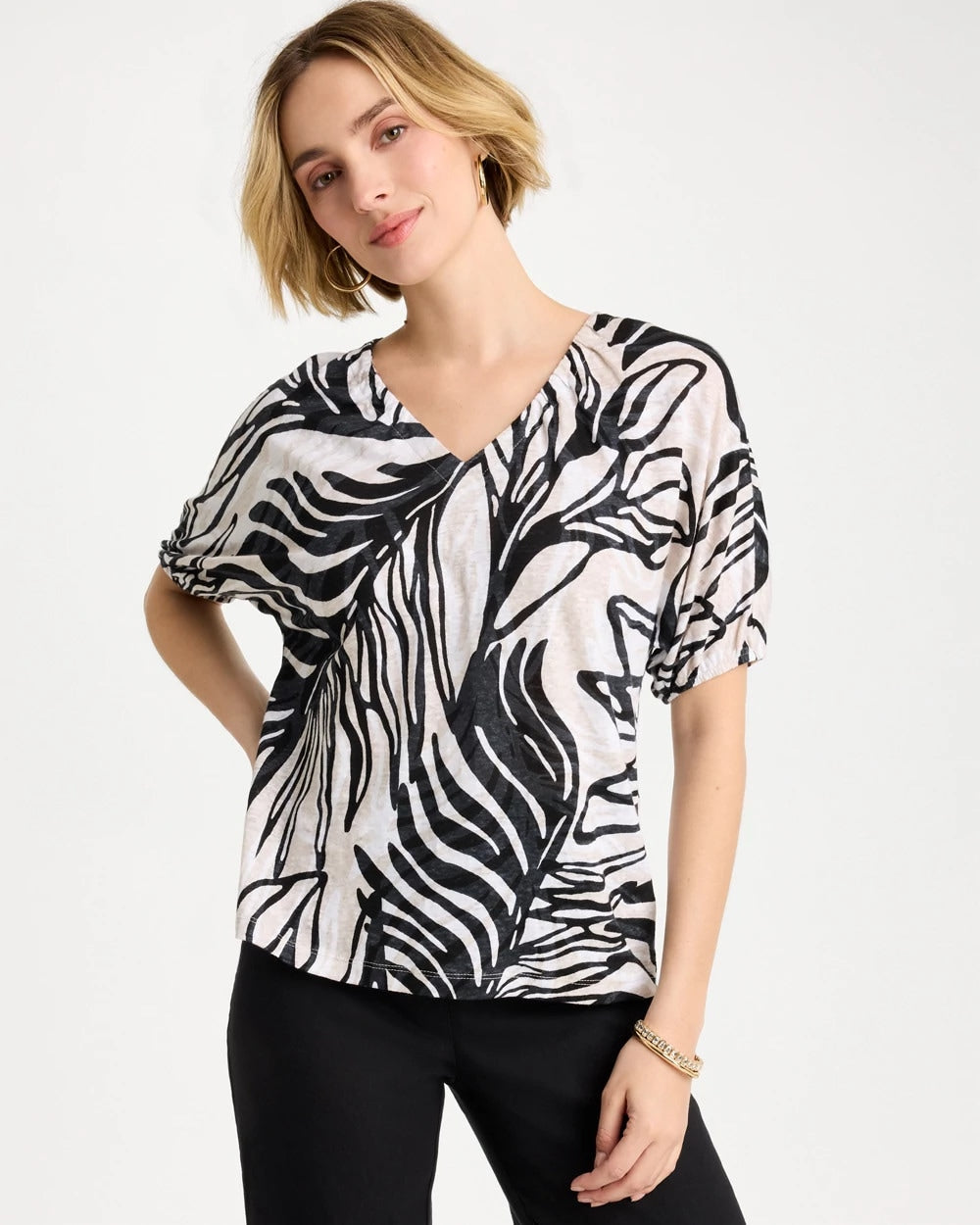 Chico's Value | Linen Ruched Palm Tee