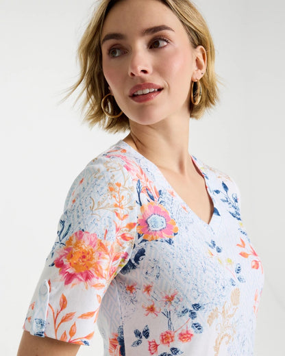 Chico's Best Seller | Pima Floral Elbow Sleeve Tee