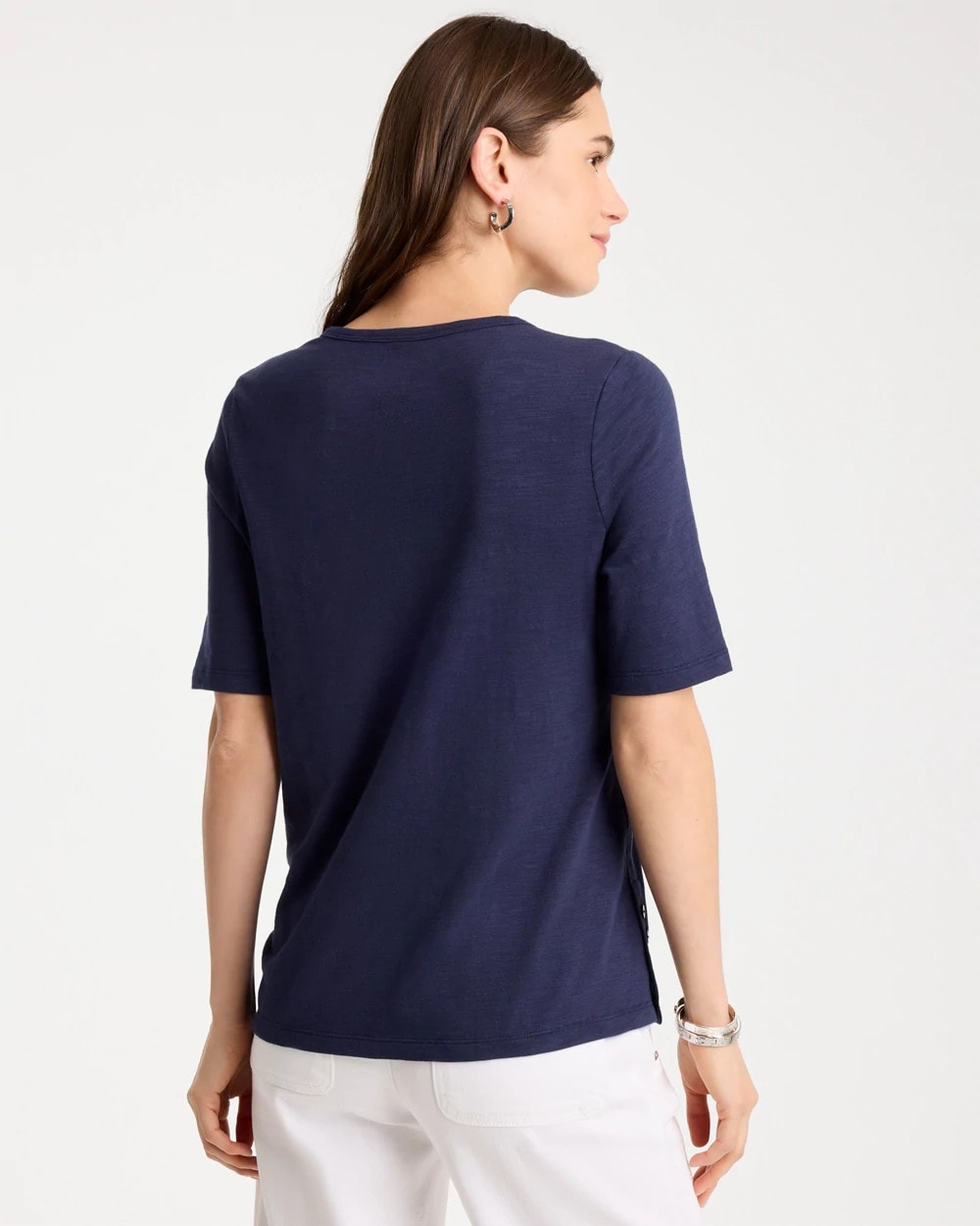 Chico's Featured | Cotton Slub Crewneck Button Tee