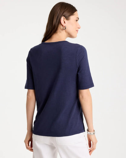Chico's Featured | Cotton Slub Crewneck Button Tee