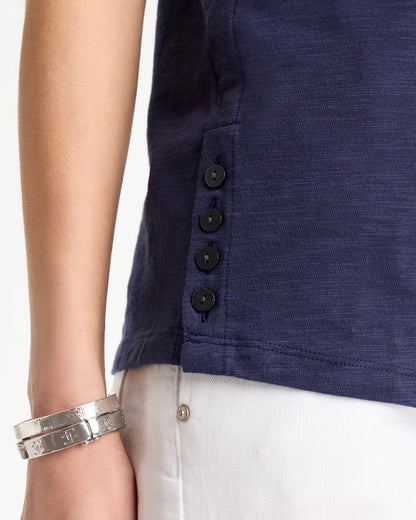 Chico's Featured | Cotton Slub Crewneck Button Tee