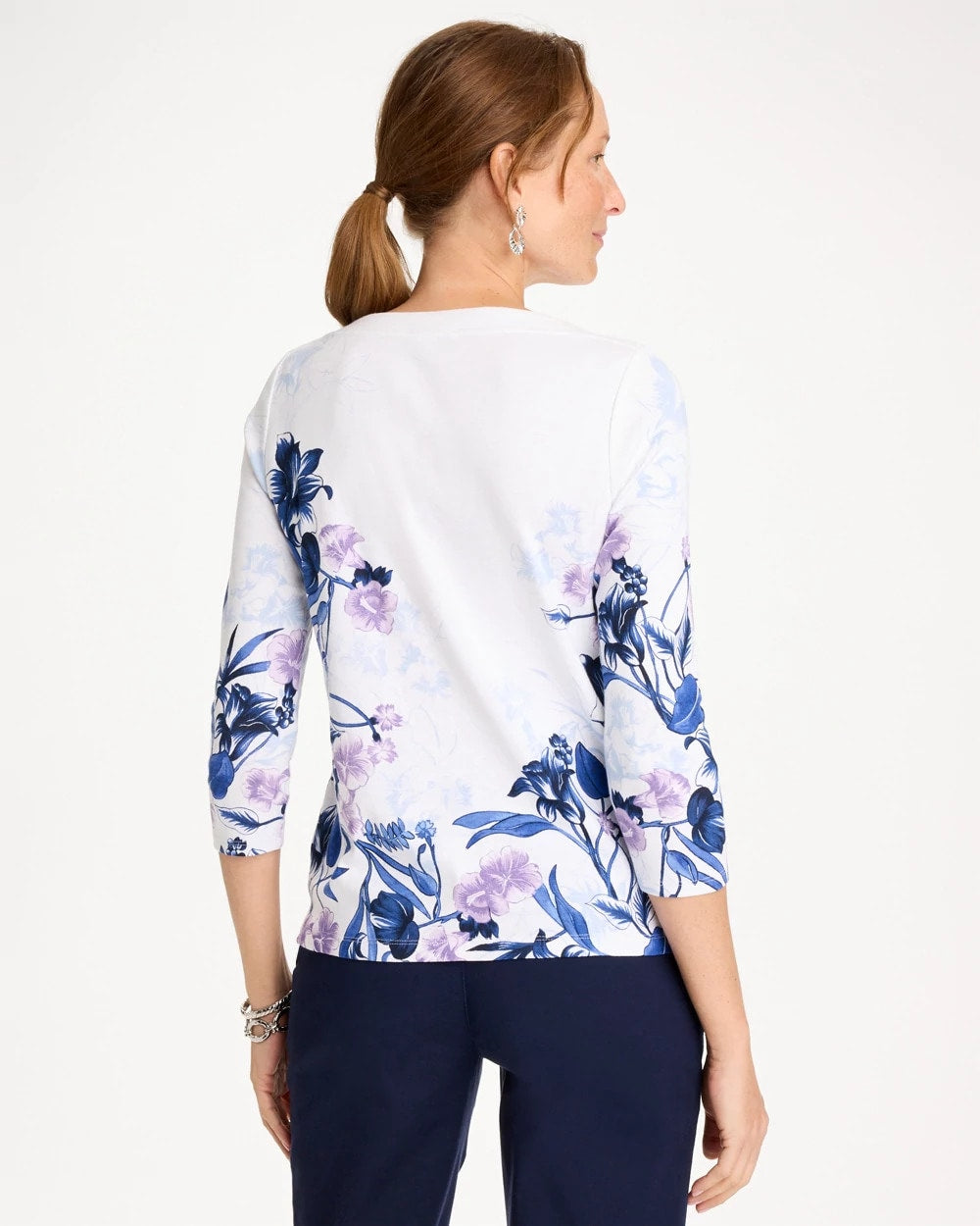 Chico's Premium | Printed Pima 3/4 Sleeve Tee
