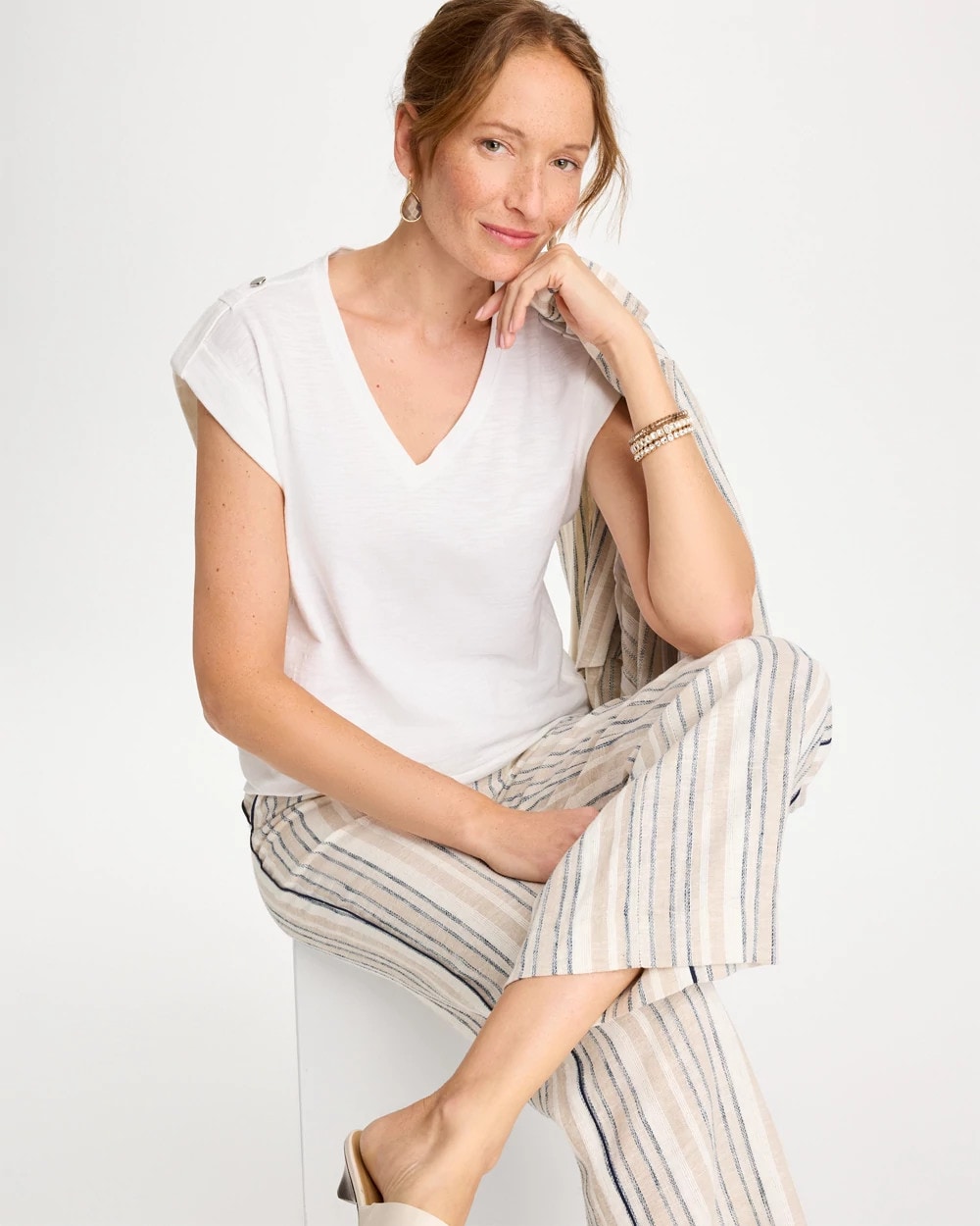Chico's Discount | Cotton Slub Epaulette Tee