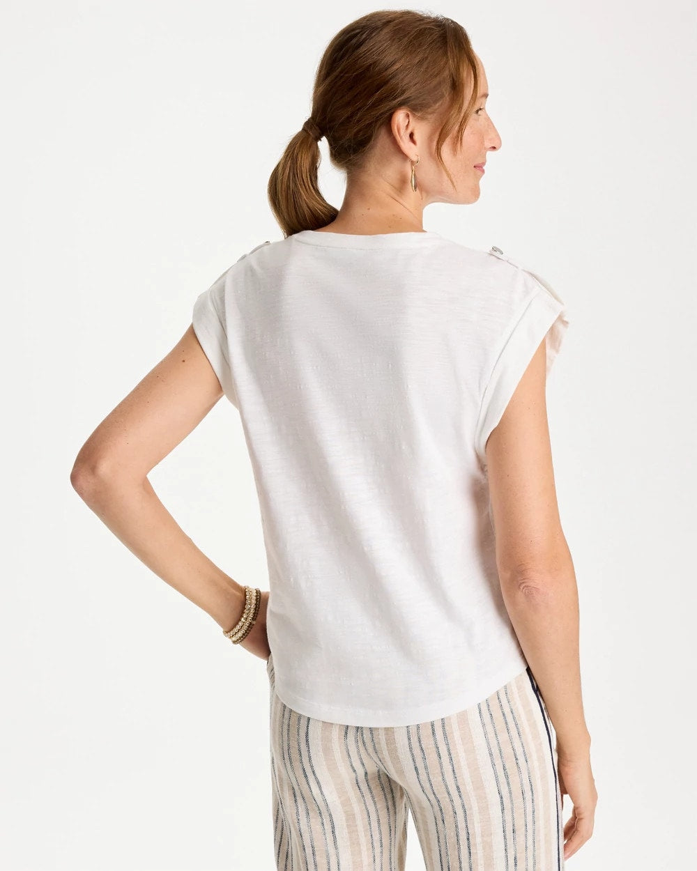 Chico's Discount | Cotton Slub Epaulette Tee
