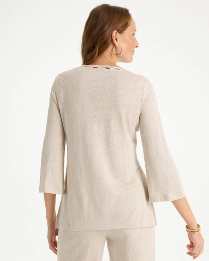 Chico's Premium | Embroidered Linen Tee