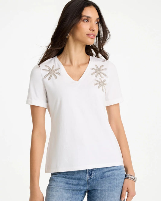Chico's New | Cotton Stretch Palm Sequin Tee