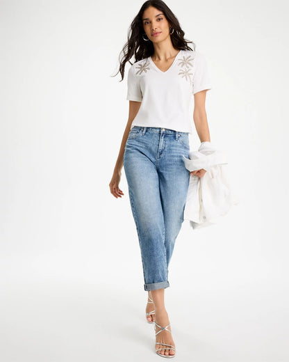 Chico's New | Cotton Stretch Palm Sequin Tee