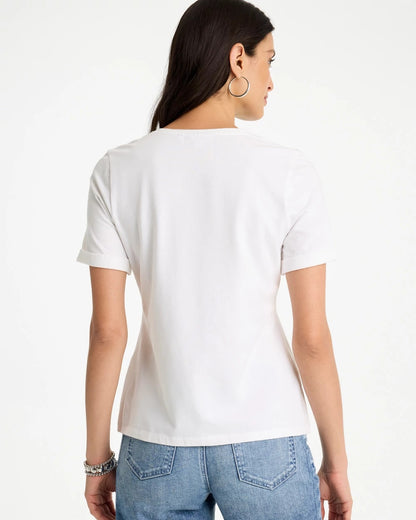 Chico's New | Cotton Stretch Palm Sequin Tee