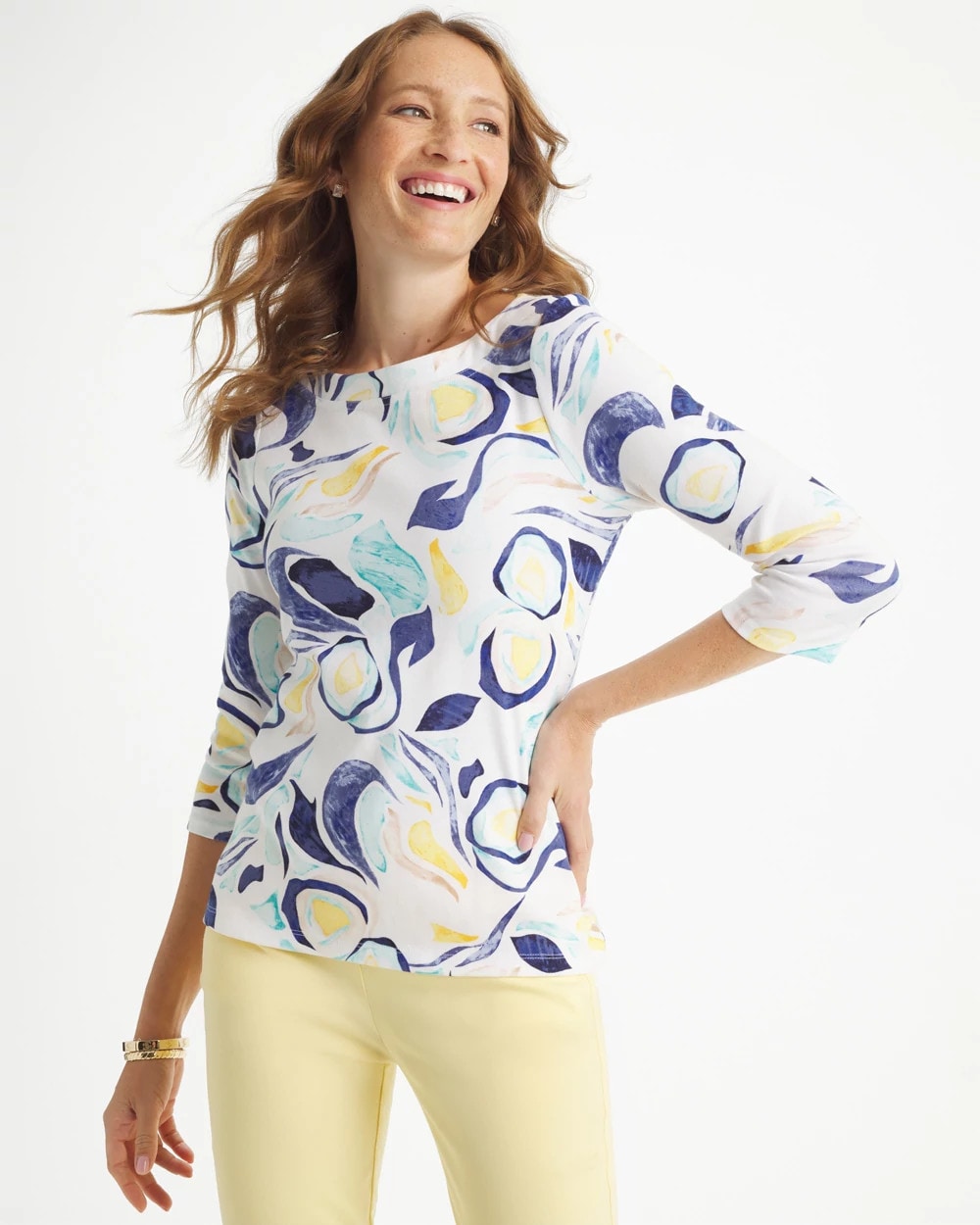 Chico's New | Abstract Pima 3/4 Sleeve Tee
