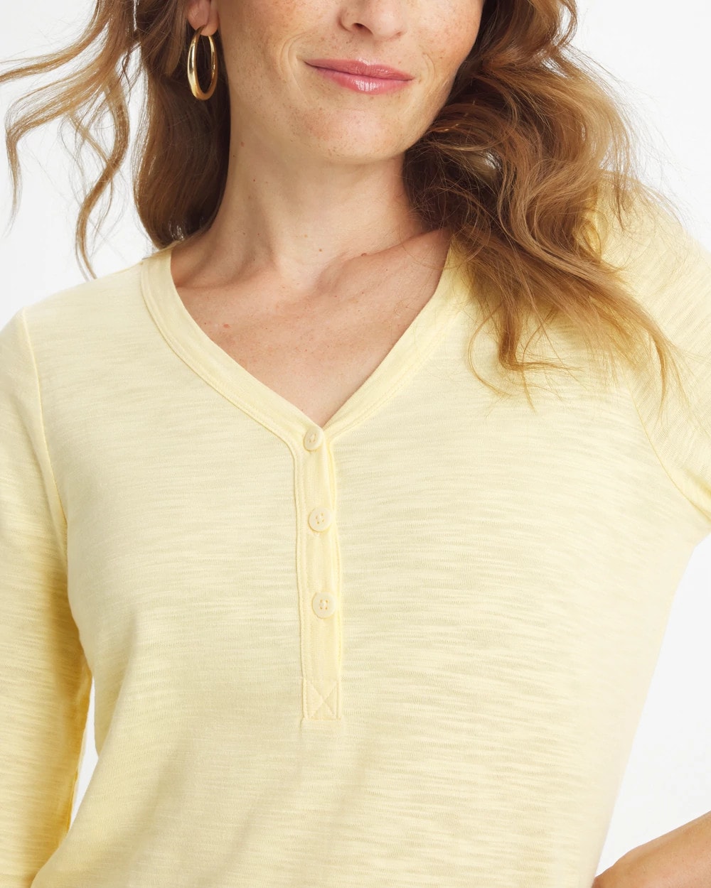 Chico's Latest | Puff Sleeve Cotton Slub Henley Tee